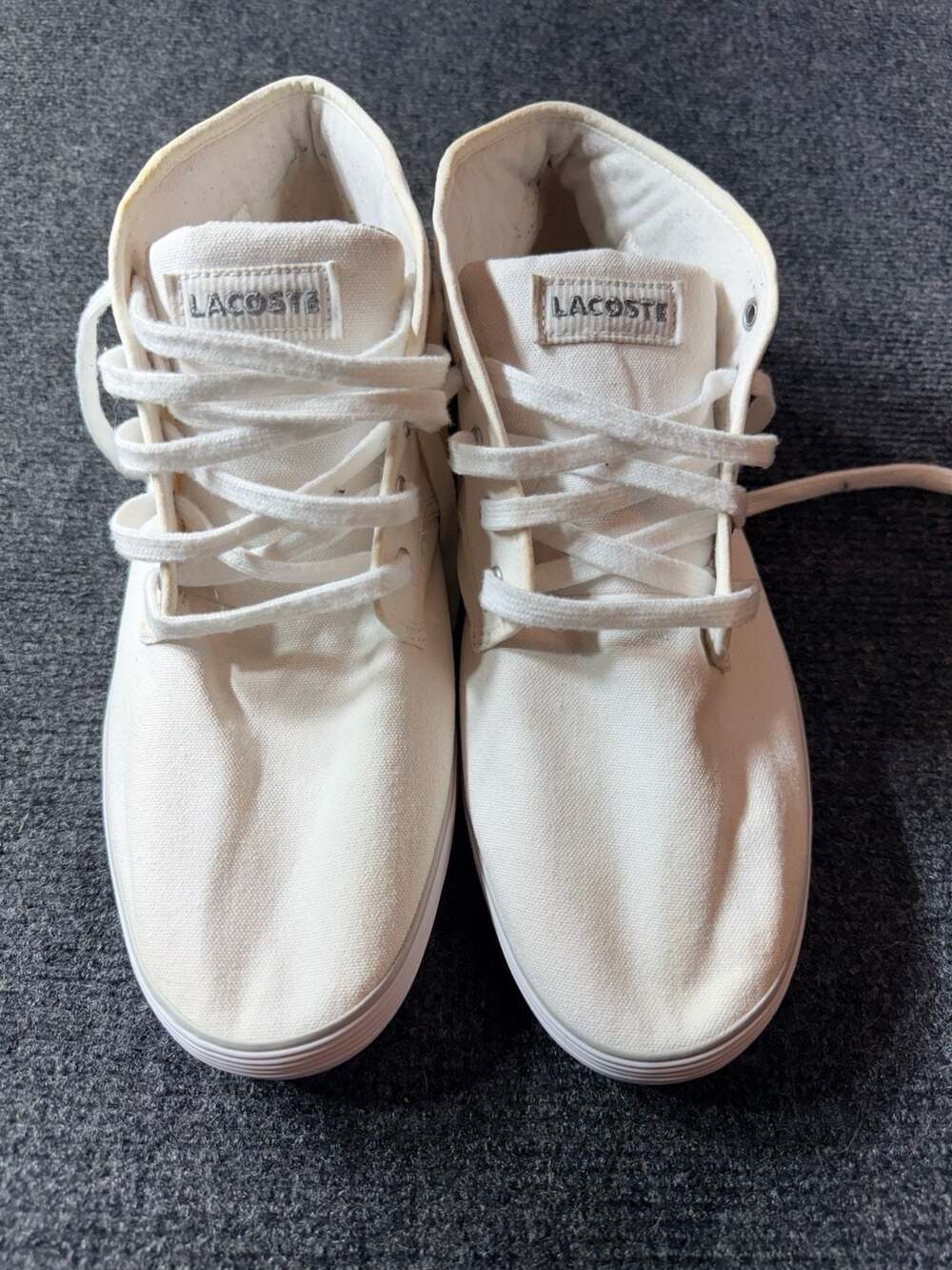 Lacoste Andover Mid Mb Size 9.5 White Canvas Sneakers